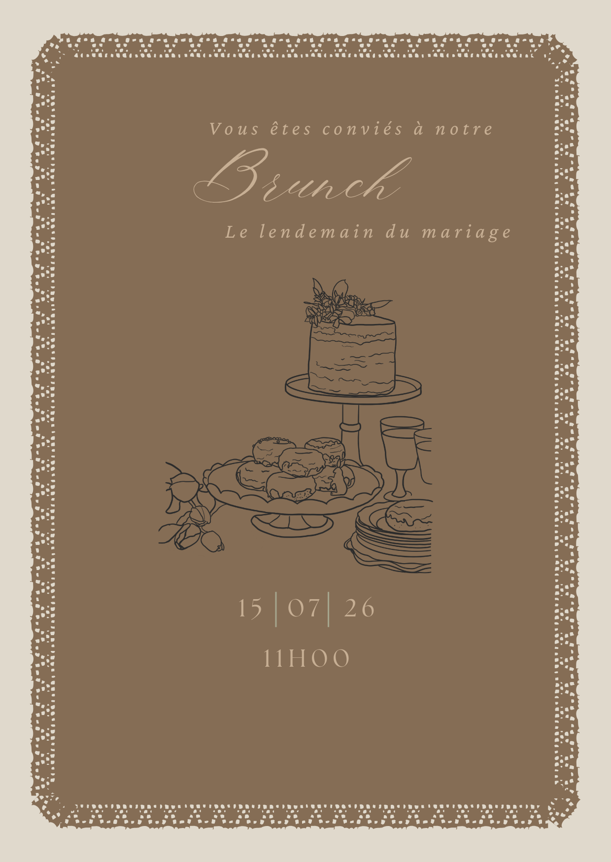Faire-part du brunch — mercredi 15 juillet 2026 à partir de 11h00