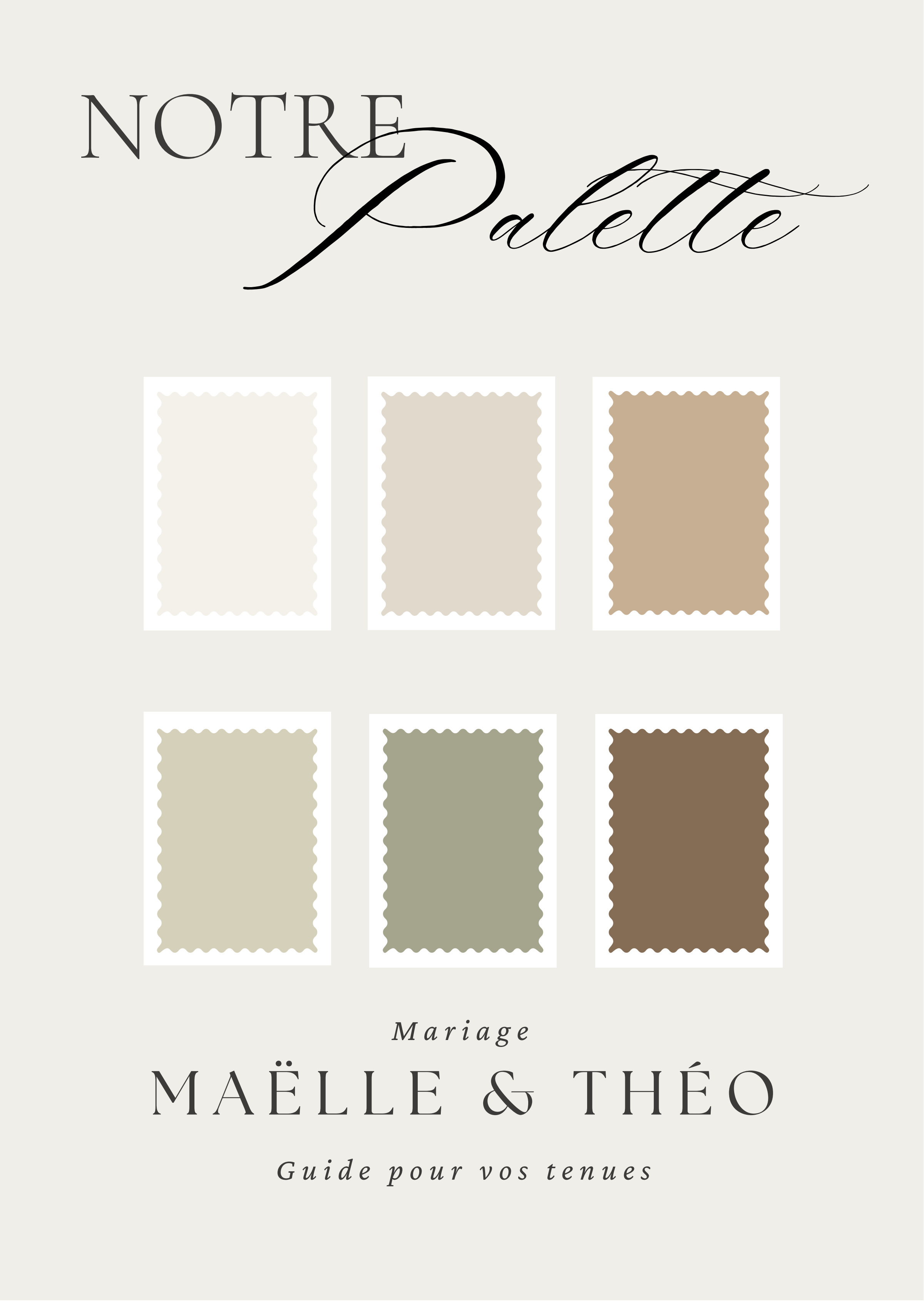 Notre palette — guide pour vos tenues, mariage de Maëlle et Théo